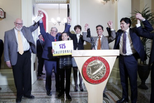 Senator Mark Leno and other sponsors celebrate the passage of SB 3/ Courtesy Photo